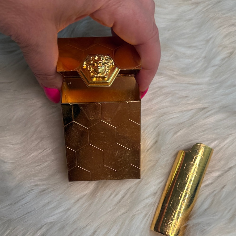 Versace Gold Hexagonal Cigarette and Lighter Case - image 5